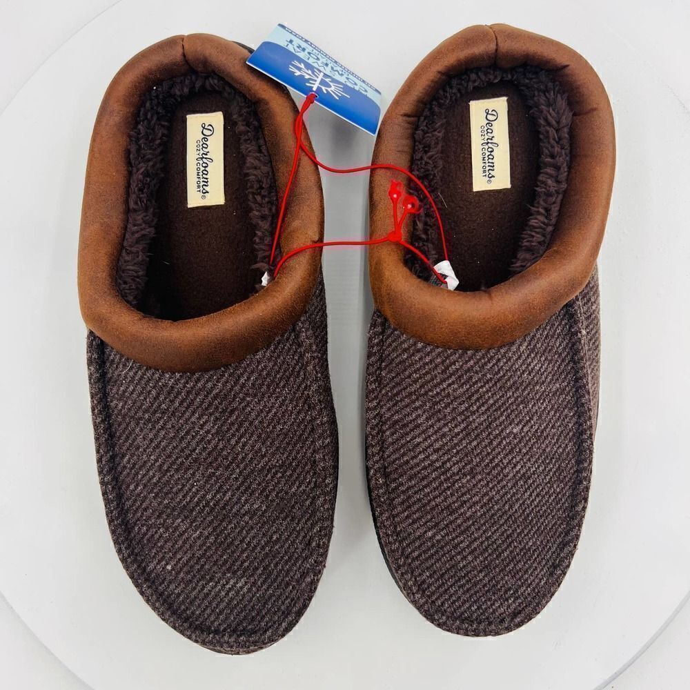 Dearfoams Men's Cozy Comfort Will Moc Toe Clog Brown Slipper Size 9-10 - Picture 6 of 13